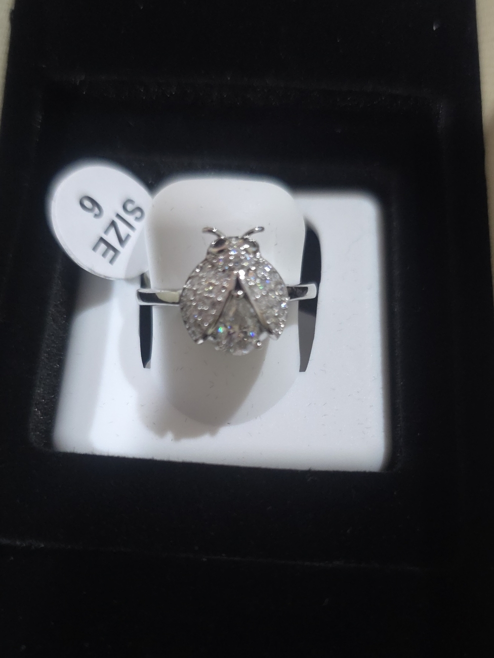 1ctw Mossinite Ladybug 925 Sterling Silver Ring - Size 6